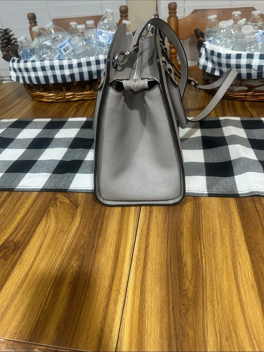 New W/O Tags Michael Kors Light Gray Saffiano Leather Satchel
